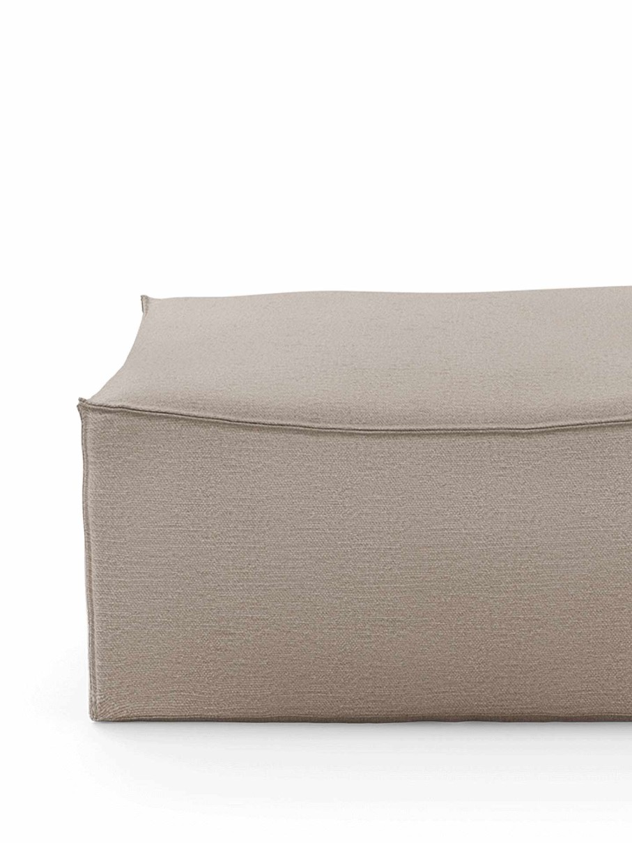 Furniture Ferm Living | Catena Pouf Square S500 Cotton Linen Natural