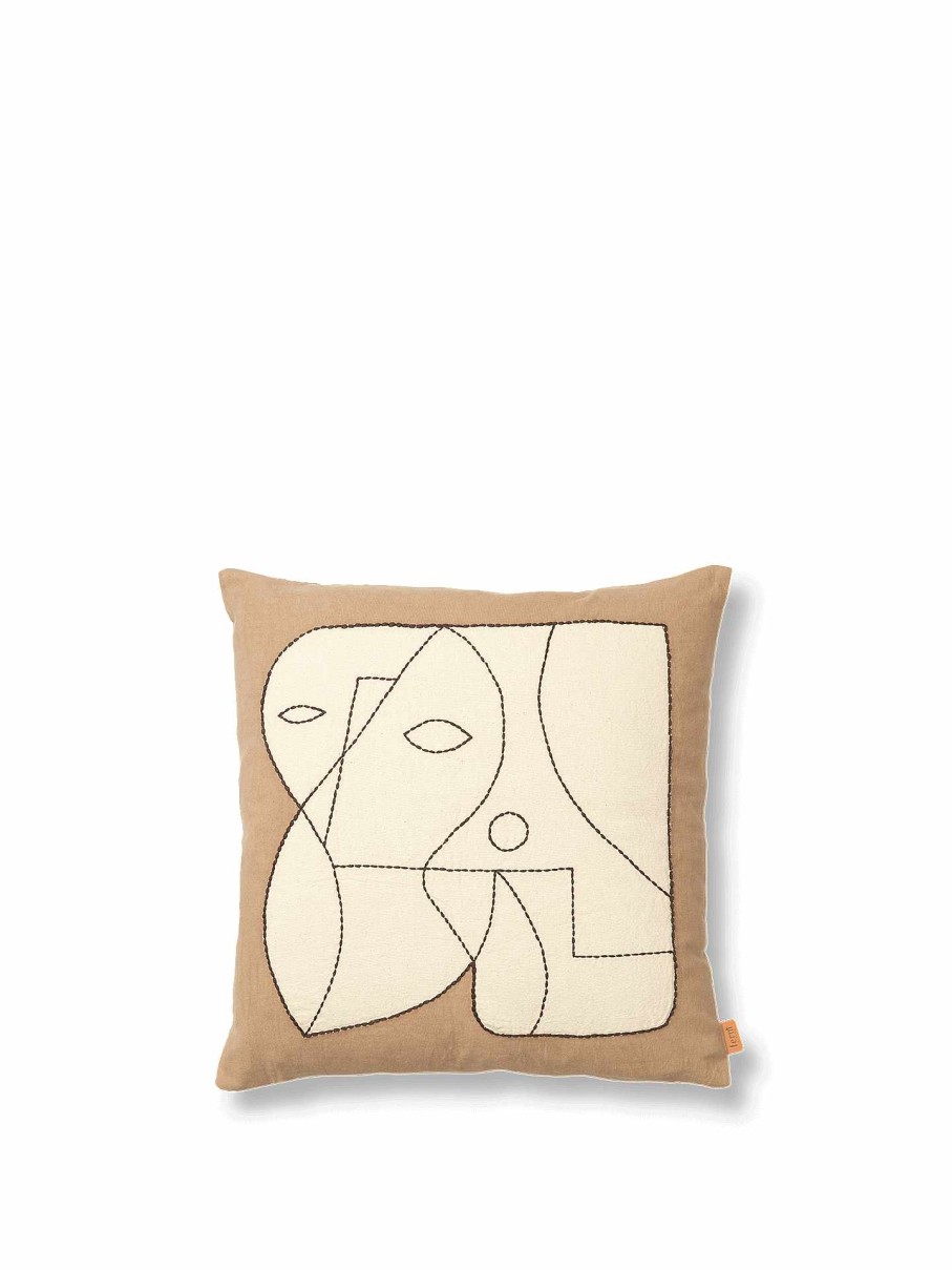 Textiles Ferm Living | Figure Cushion Cover - Dark /Off-White Taupe