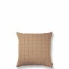 Textiles Ferm Living | Brown Cotton Cushion Cover - Grid