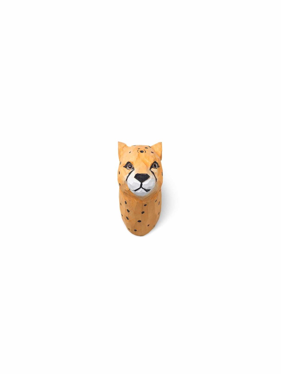 Kids Ferm Living | Animal Hand-Carved Hook - Cheetah Orange