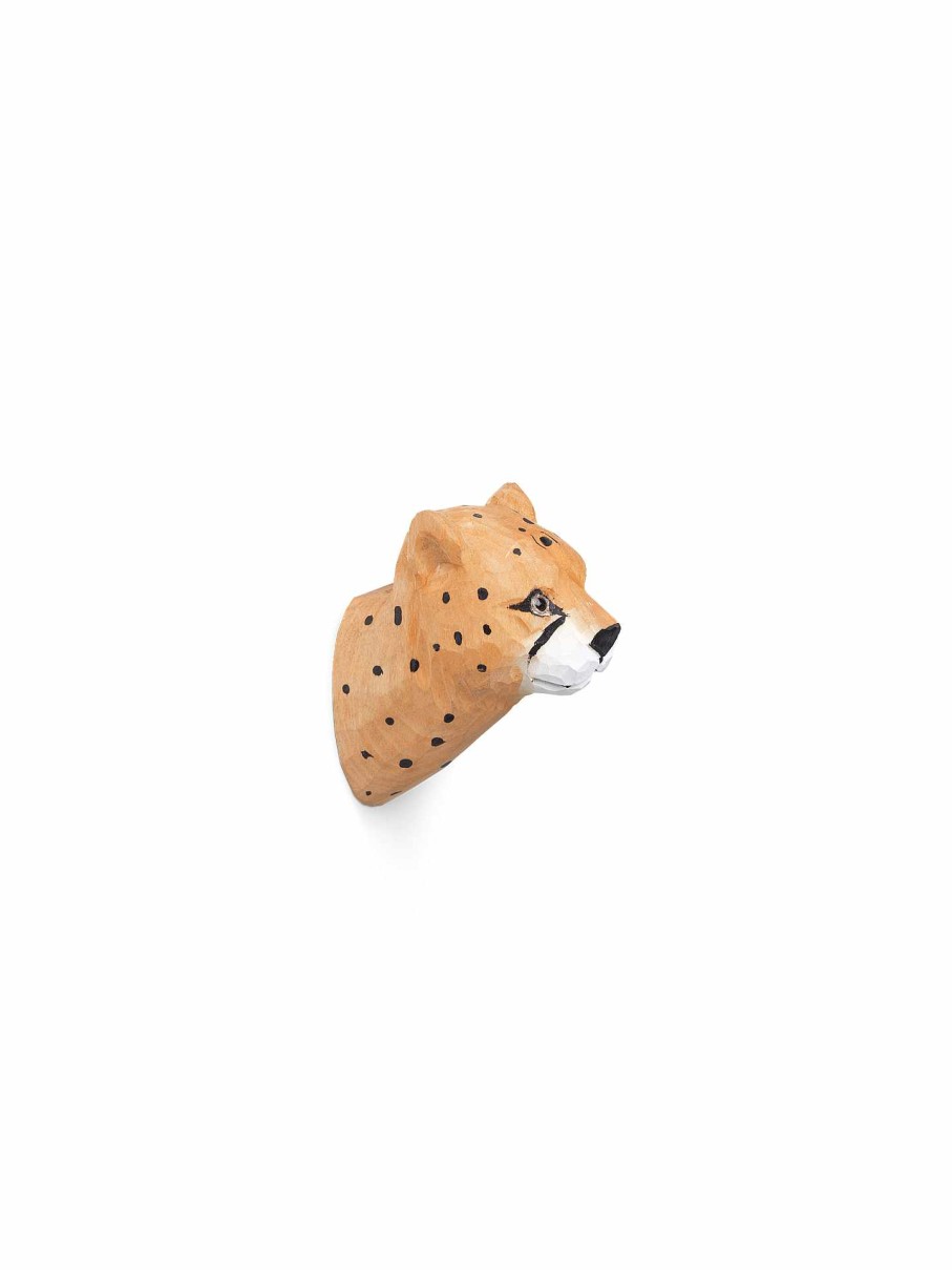 Kids Ferm Living | Animal Hand-Carved Hook - Cheetah Orange