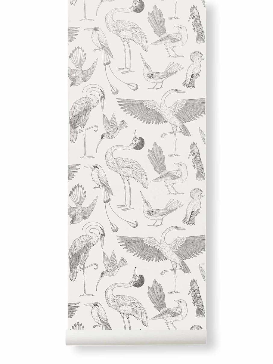 Wallpaper Ferm Living | Katie Scott Wallpaper - Birds - Off-White Offwhite