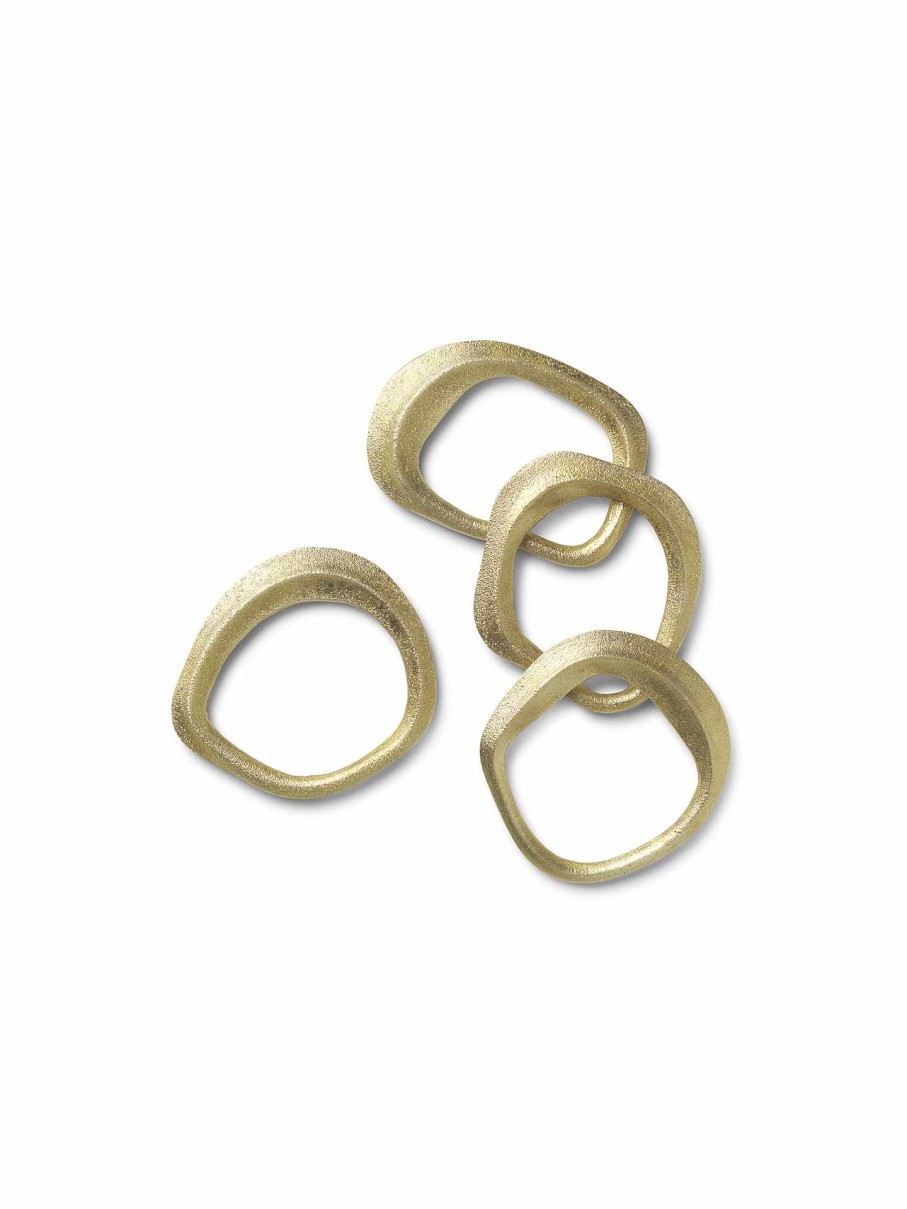 Kitchen Ferm Living | Flow Napkin Rings - Set Of 4 Brass