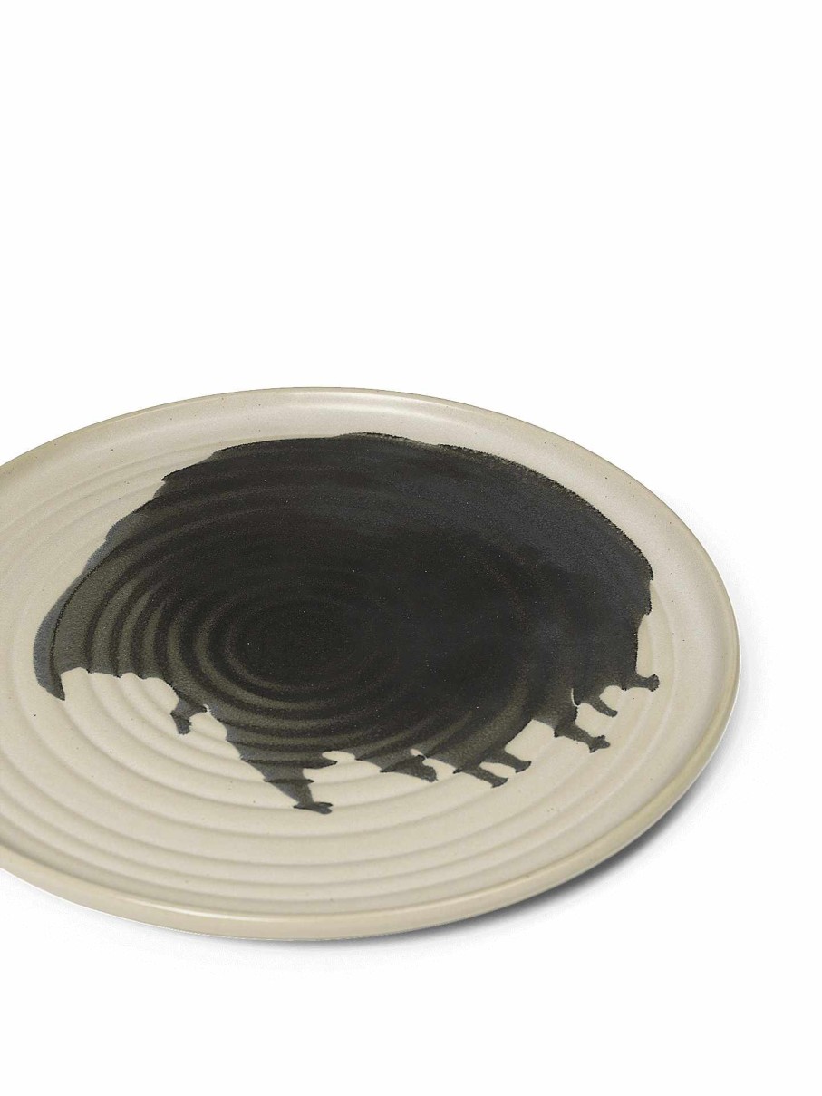 Kitchen Ferm Living | Omhu Plate - Medium - Off-White/Charcoal Offwhite