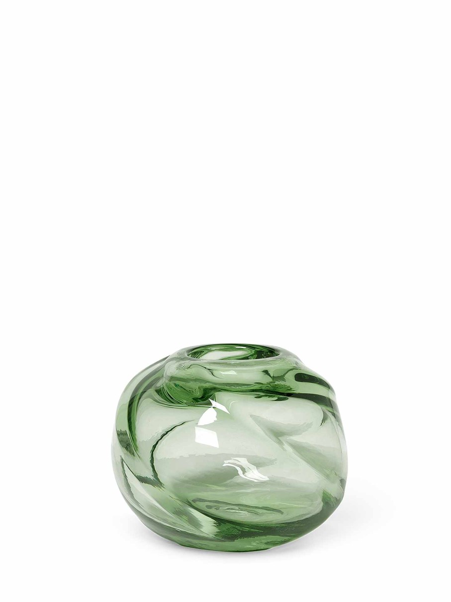 Green Living Ferm Living | Water Swirl Vase - Round - Recycled Clear