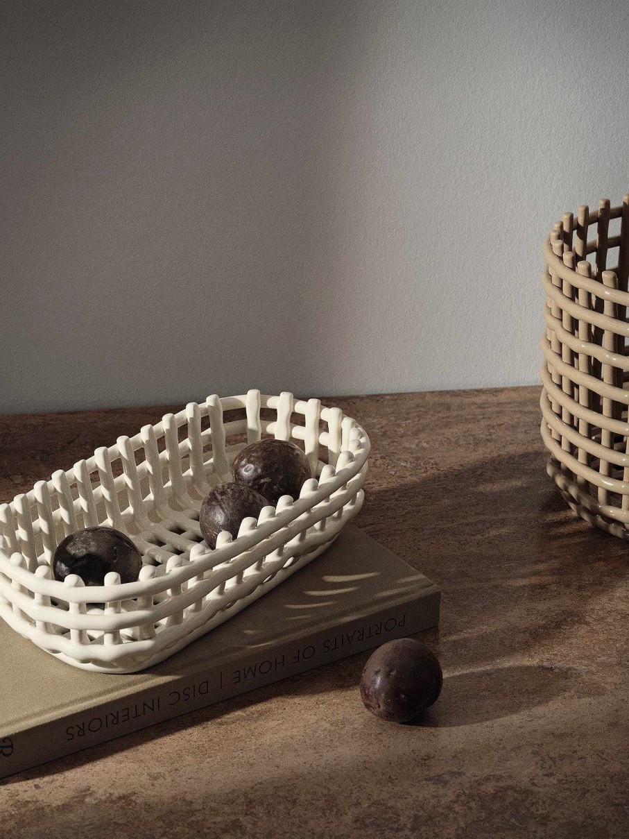 Kitchen Ferm Living | Ceramic Basket - Oval - Off-White Offwhite