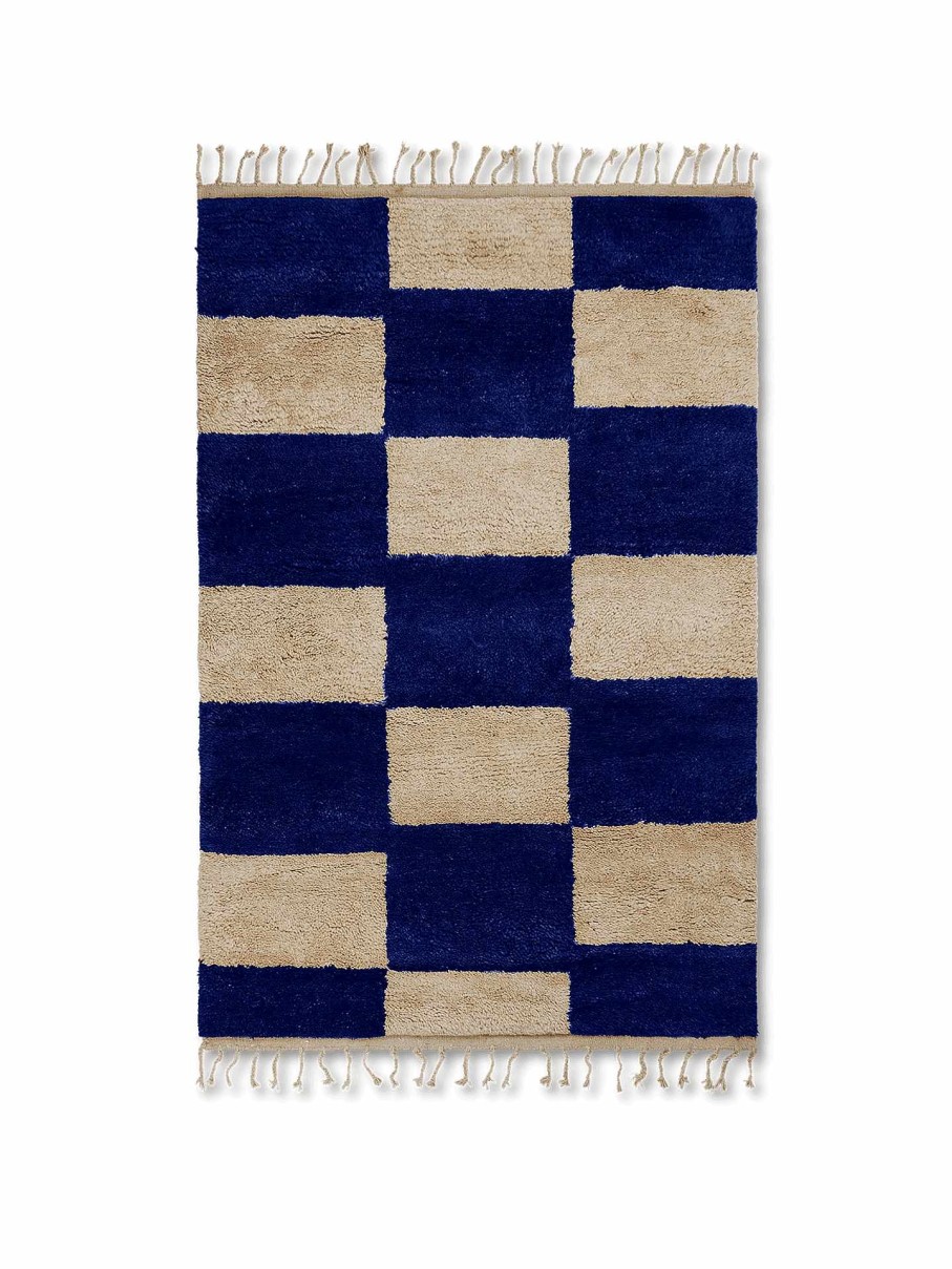 Rugs Ferm Living | Mara Knotted Rug - Bright /Off-White - 80 X 120 Cm Blue