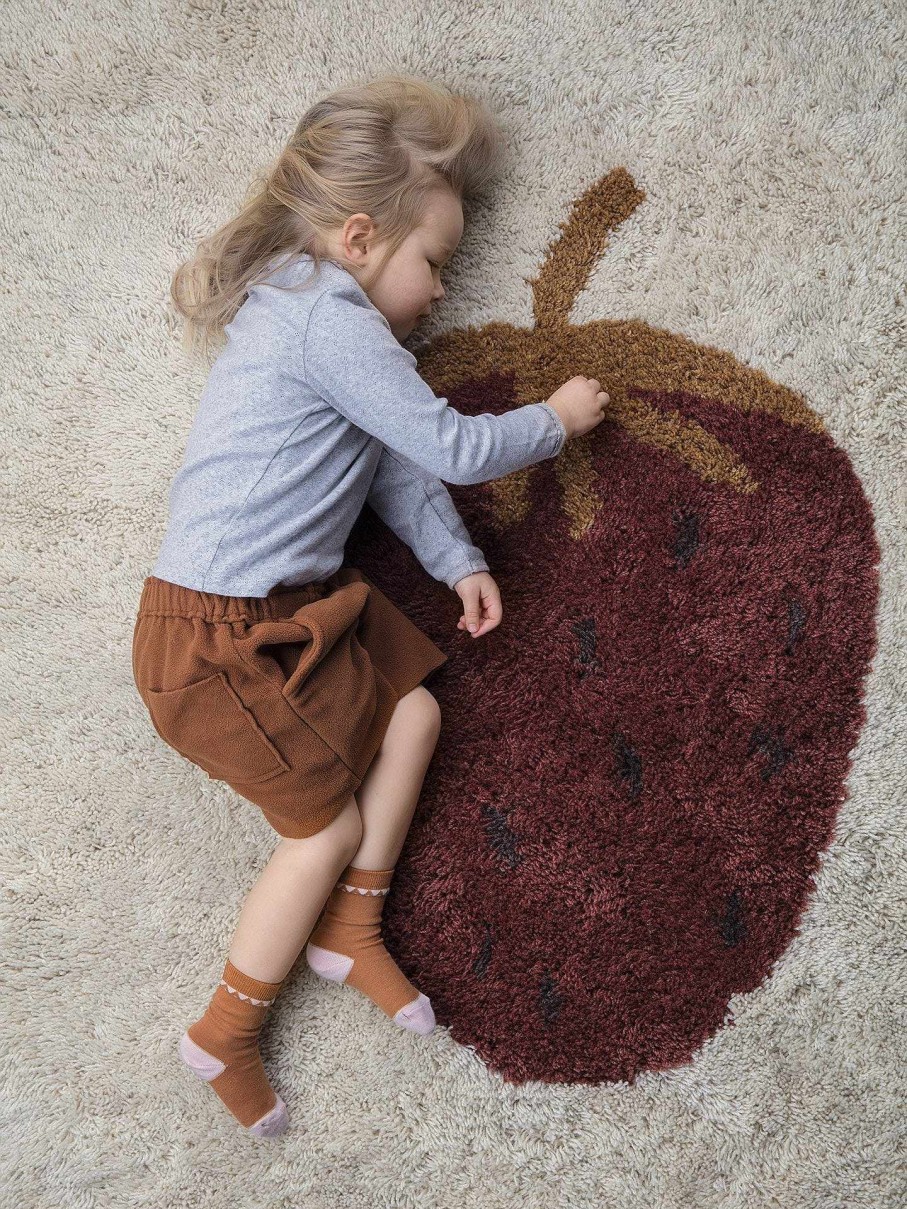 Kids Ferm Living | Fruiticana Tufted Strawberry Rug - 80 X 120 Cm Red