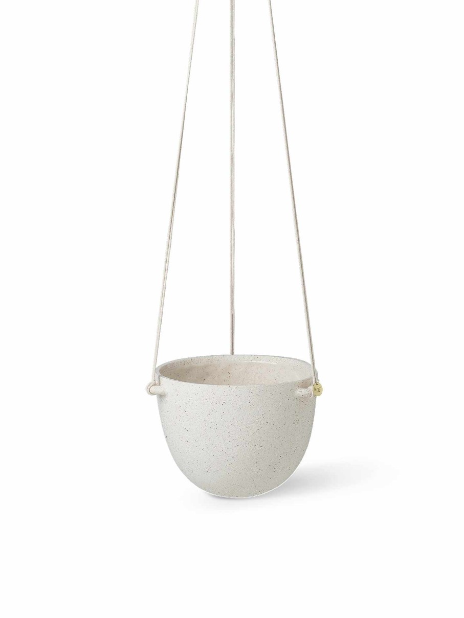 Green Living Ferm Living | Speckle Hanging Pot - Off-White - Large Offwhite