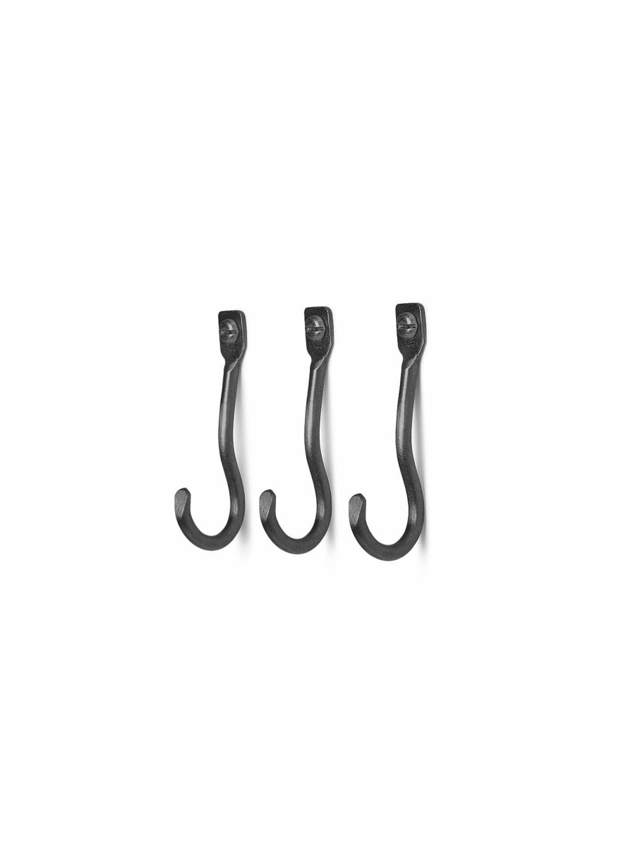 Accessories And Decorations Ferm Living | Curvature Hooks - Set Of 3 Black Brass