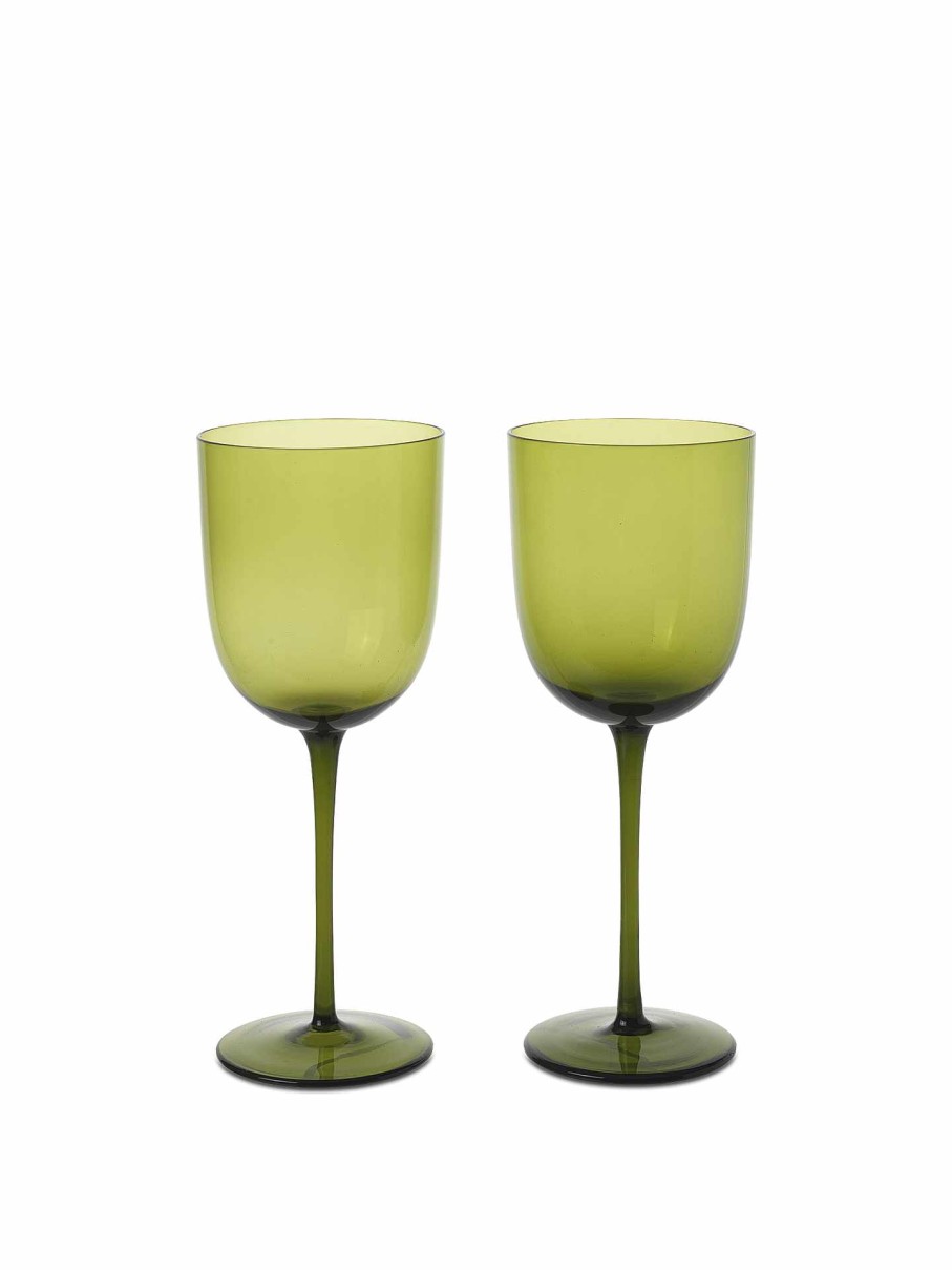 Kitchen Ferm Living | Host White Wine Glasses - Set Of 2 Moss Green