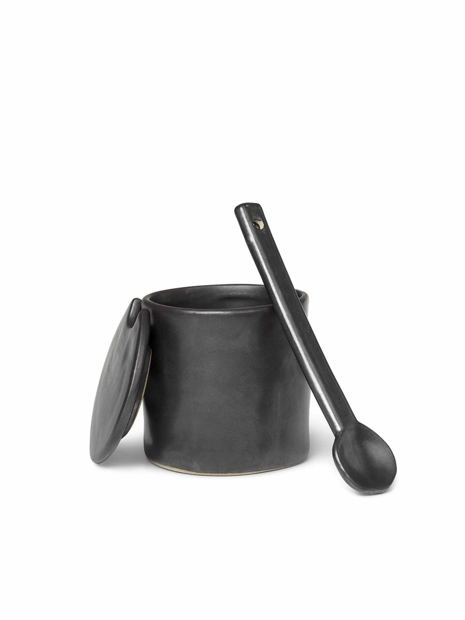 Kitchen Ferm Living | Flow Jar With Spoon Black