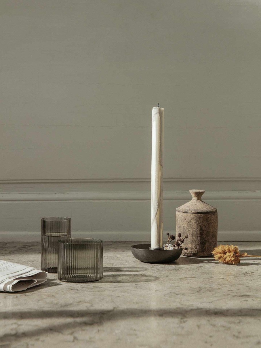 Kitchen Ferm Living | Ripple Low Glasses - Set Of 4 Smoked Grey