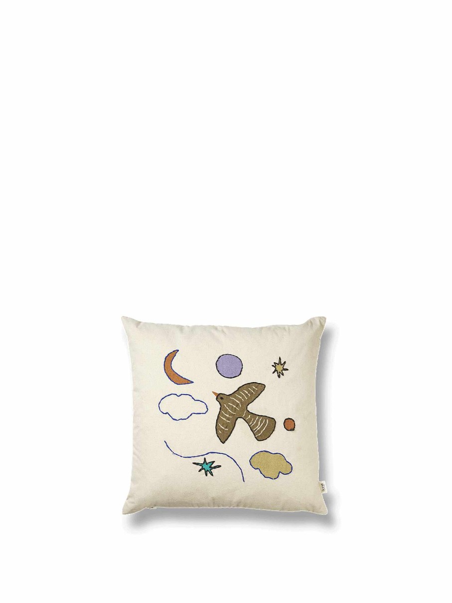 Textiles Ferm Living | Naive Cushion - Bird Offwhite