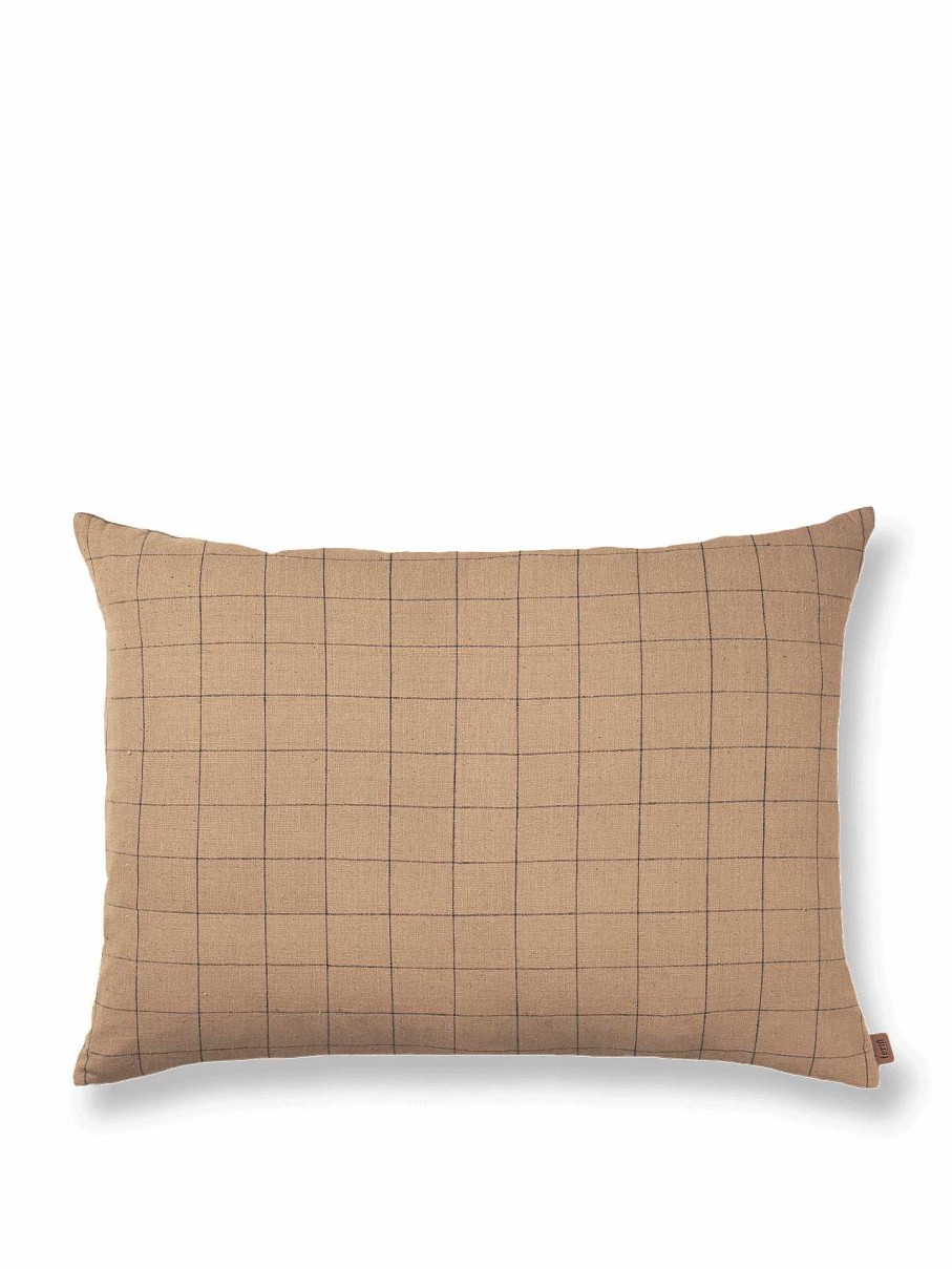 Textiles Ferm Living | Brown Cotton Cushion Large - Grid