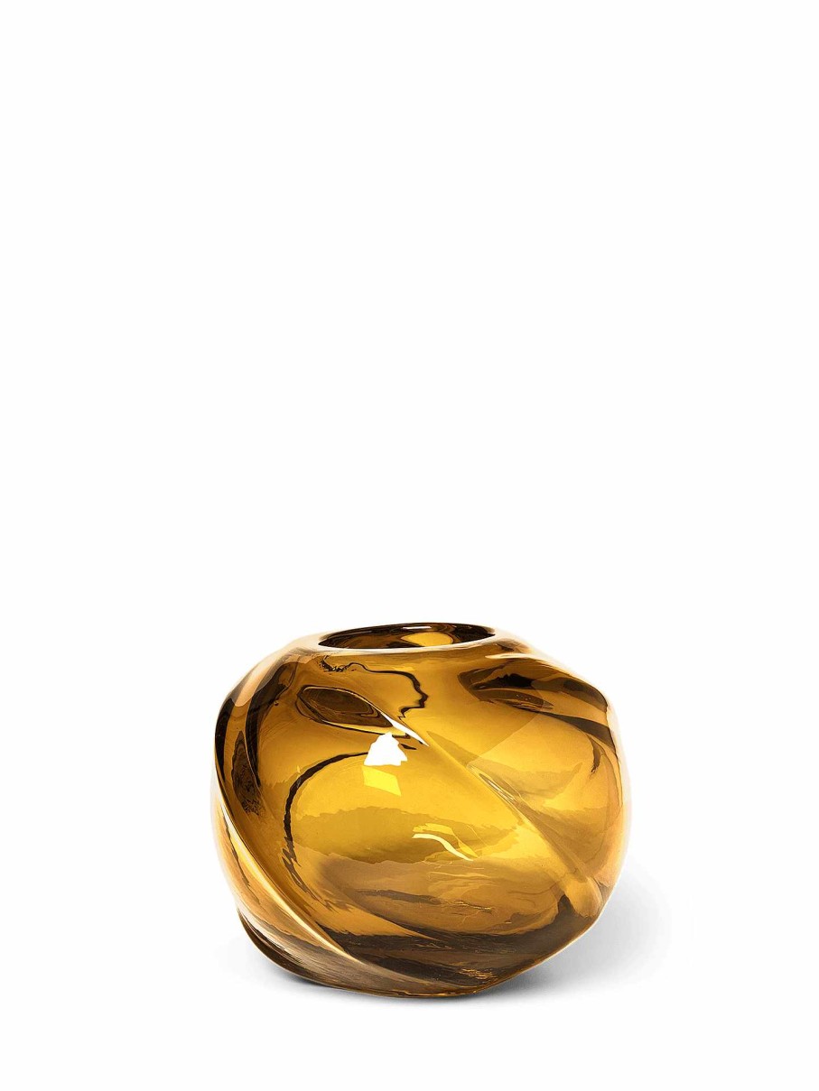 Green Living Ferm Living | Water Swirl Vase - Round Amber