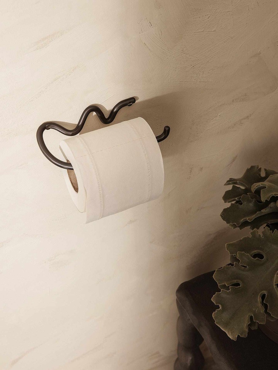 Accessories And Decorations Ferm Living | Curvature Toilet Paper Holder Black Brass