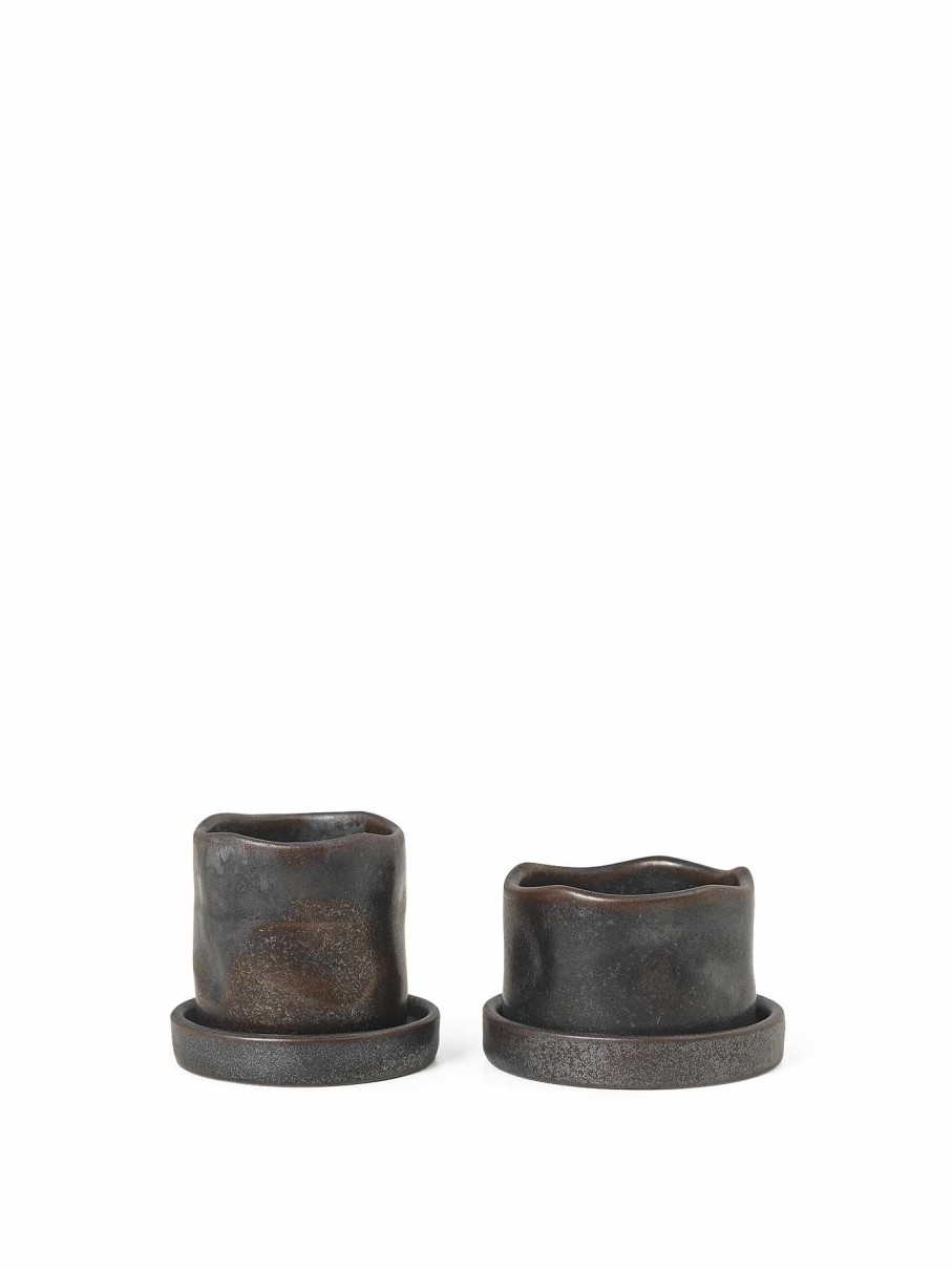 Green Living Ferm Living | Uneru Mini Pots - Set Of 2 Black