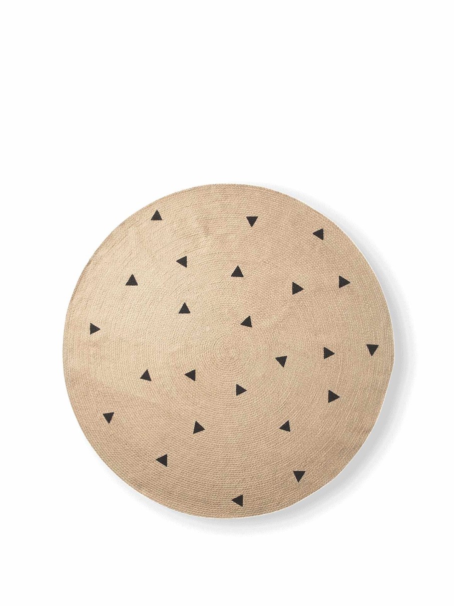 Rugs Ferm Living | Jute Carpet - Large - Black Triangles Natural