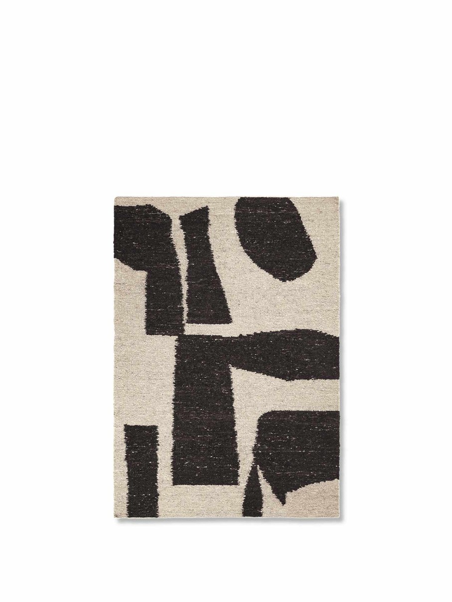 Rugs Ferm Living | Piece Rug - Off-White/Coffee - 140 X 200 Cm Dark Brown