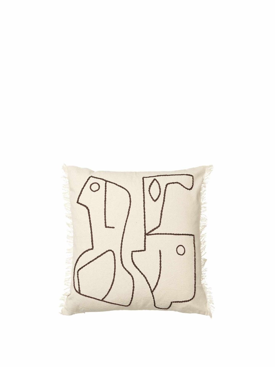 Textiles Ferm Living | Figure Cushion Cover - Off-White/Coffee Offwhite