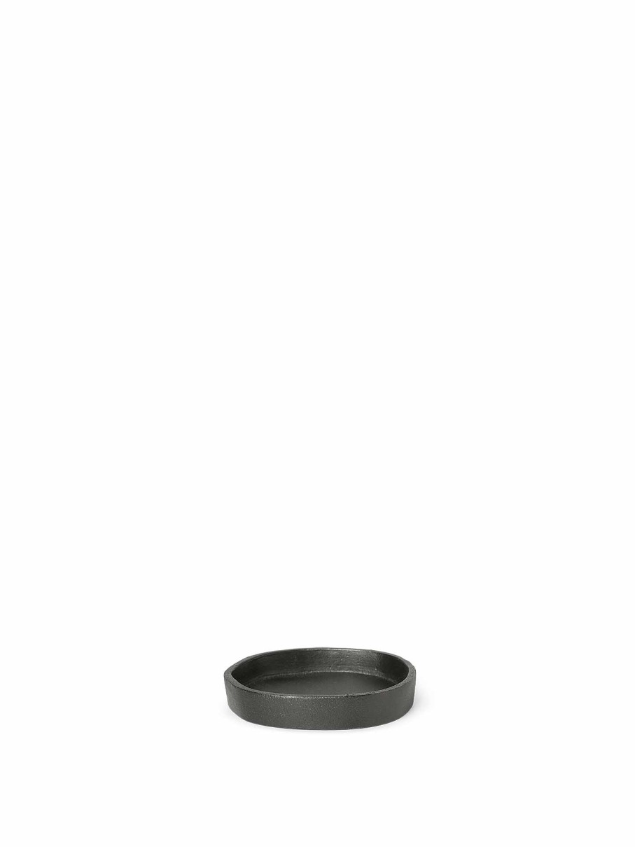 Accessories And Decorations Ferm Living | Yama Tray - Round Ened Aluminium Black