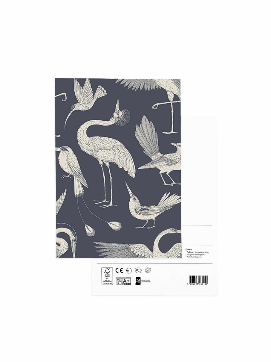 Wallpaper Ferm Living | Wallpaper Sample - Katie Scott Birds Dark Blue