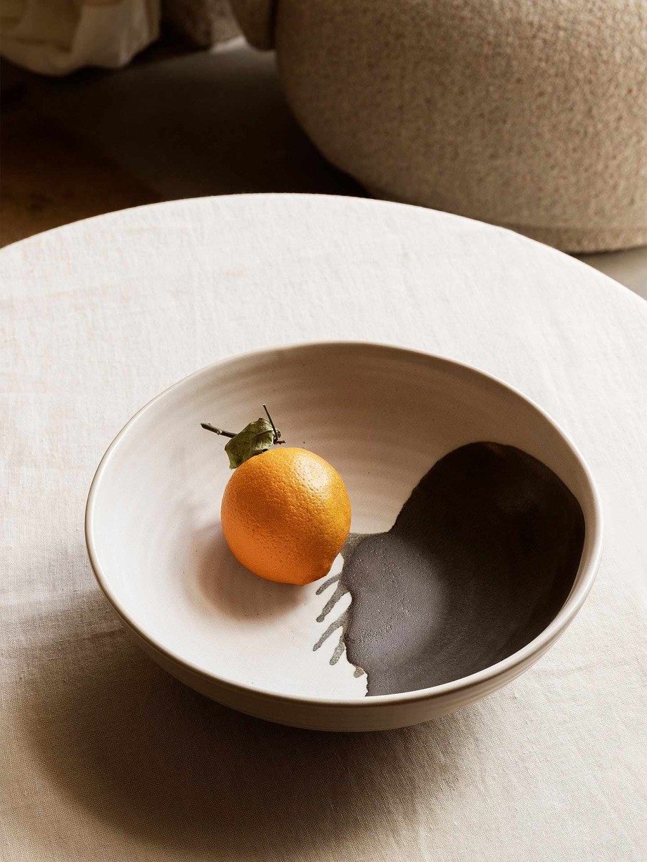 Kitchen Ferm Living | Omhu Bowl - Large - Off-White/Charcoal Offwhite