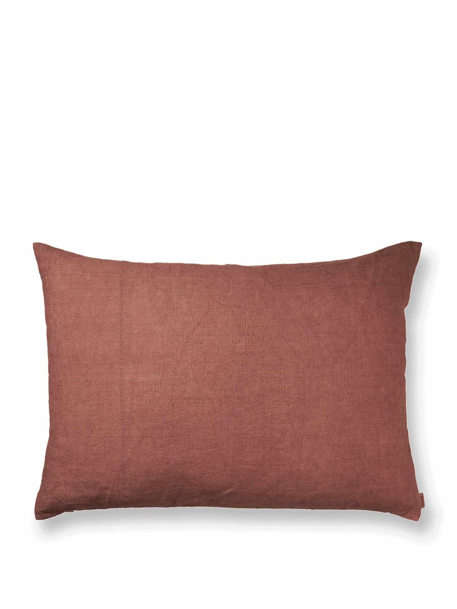 Textiles Ferm Living | Heavy Linen Cushion - Large Berry Red