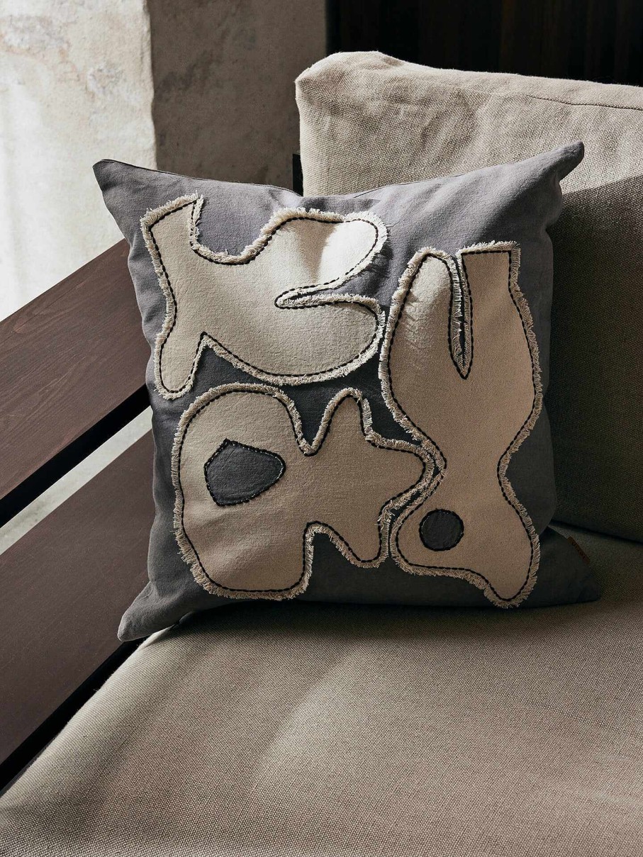 Textiles Ferm Living | Figure Cushion Blue/Off-White Grey