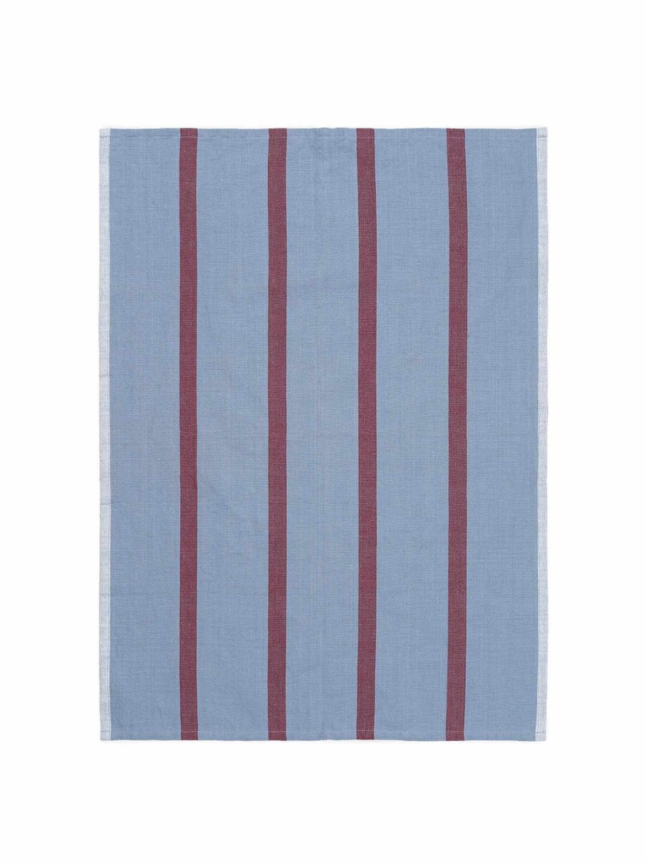 Kitchen Ferm Living | Hale Tea Towel - Faded /Burgundy Blue