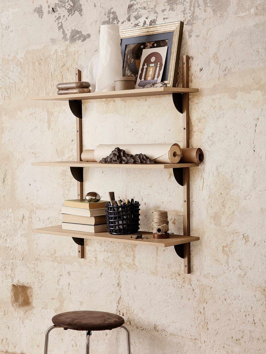 Furniture Ferm Living | Sector Shelf - Triple - Wide - Natural /Black Brass Oak