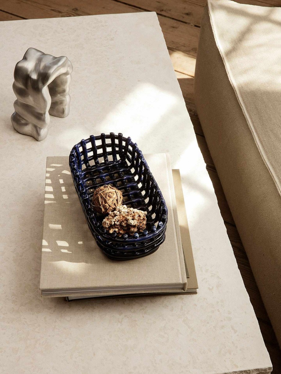 Kitchen Ferm Living | Ceramic Basket - Oval Blue