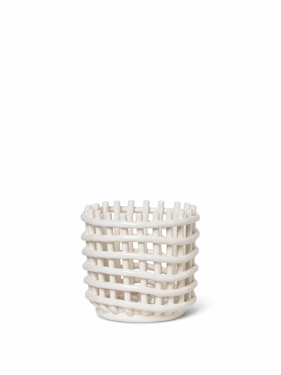 Green Living Ferm Living | Ceramic Basket - Small - Off-White Offwhite