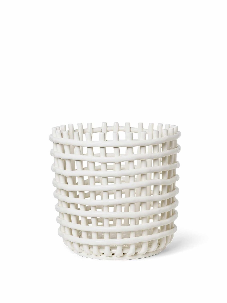 Green Living Ferm Living | Ceramic Basket - Xl - Off-White Offwhite