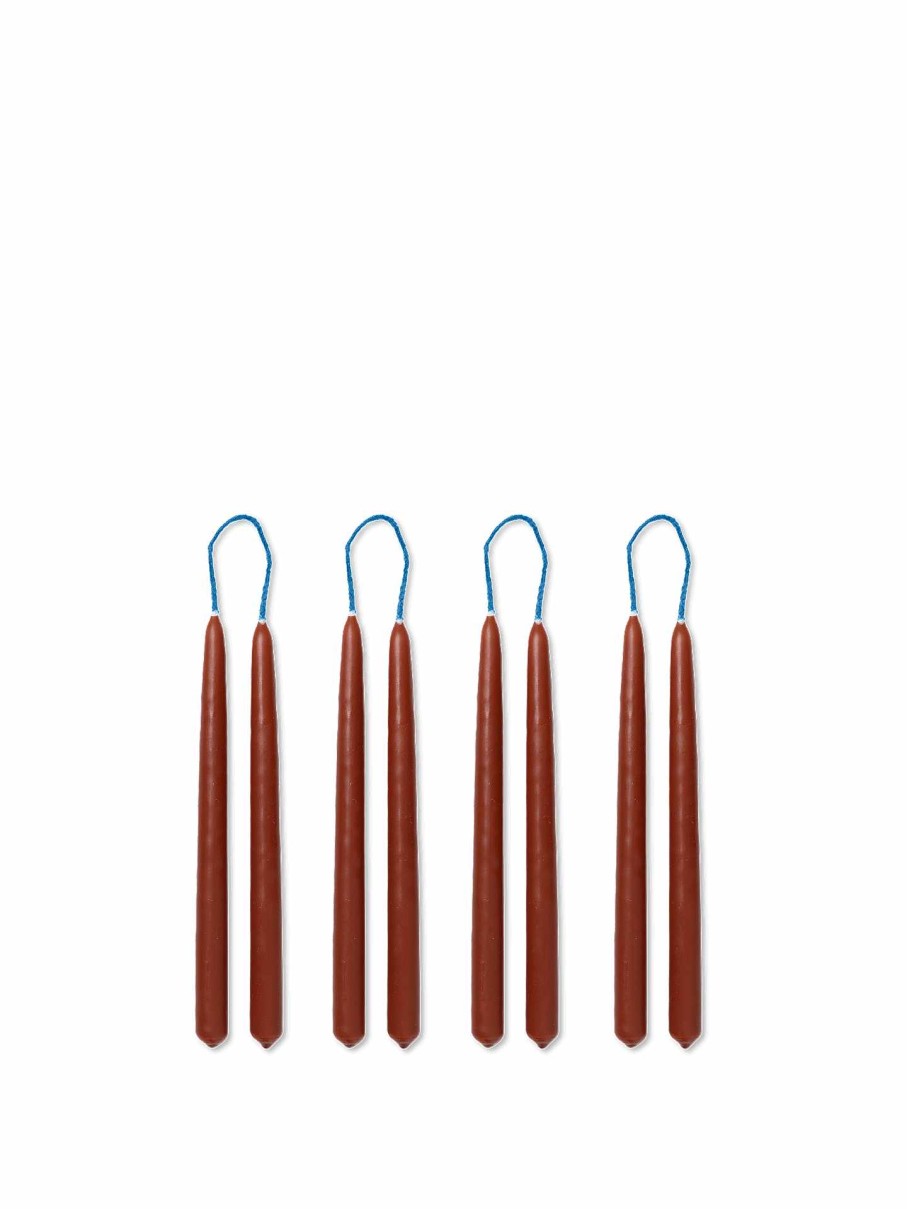 Accessories And Decorations Ferm Living | Dipped Candles - Set Of 8 Rust