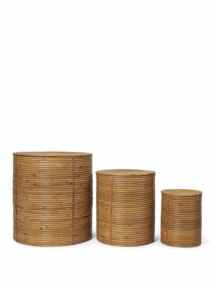 Furniture Ferm Living | Column Storage - Set Of 3 Stained Natural