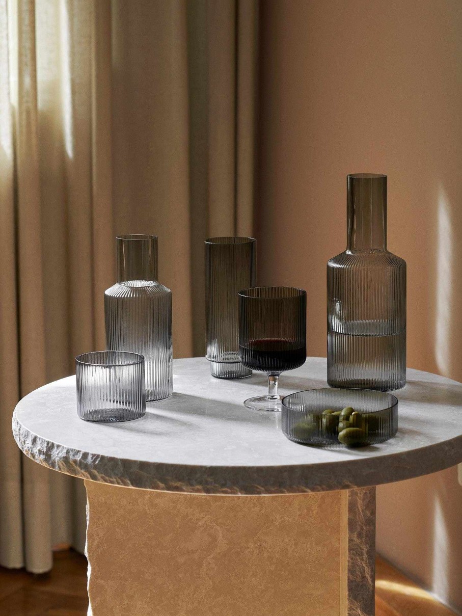 Kitchen Ferm Living | Ripple Carafe Smoked Grey