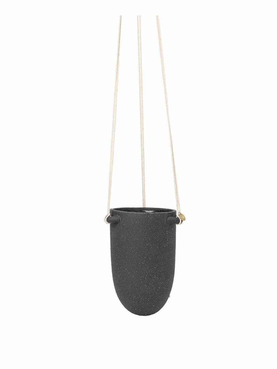 Green Living Ferm Living | Speckle Hanging Pot Small Dark Grey