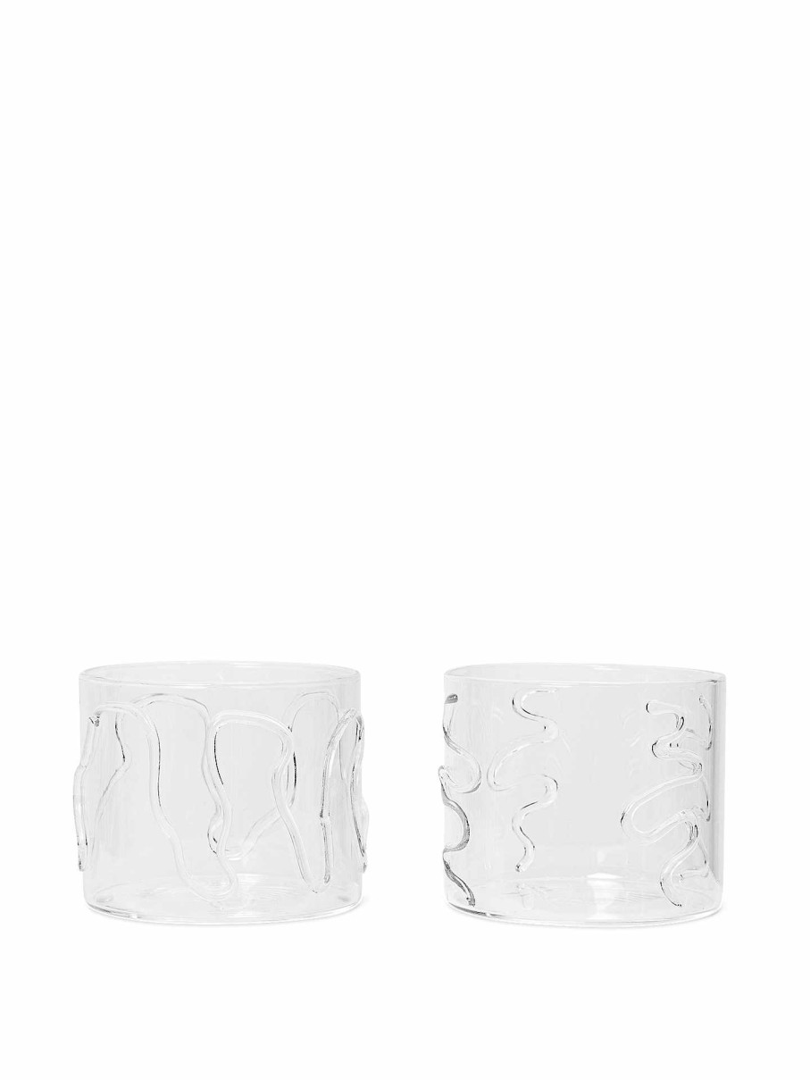 Kitchen Ferm Living | Doodle Glasses - Set Of 2 - Low Clear