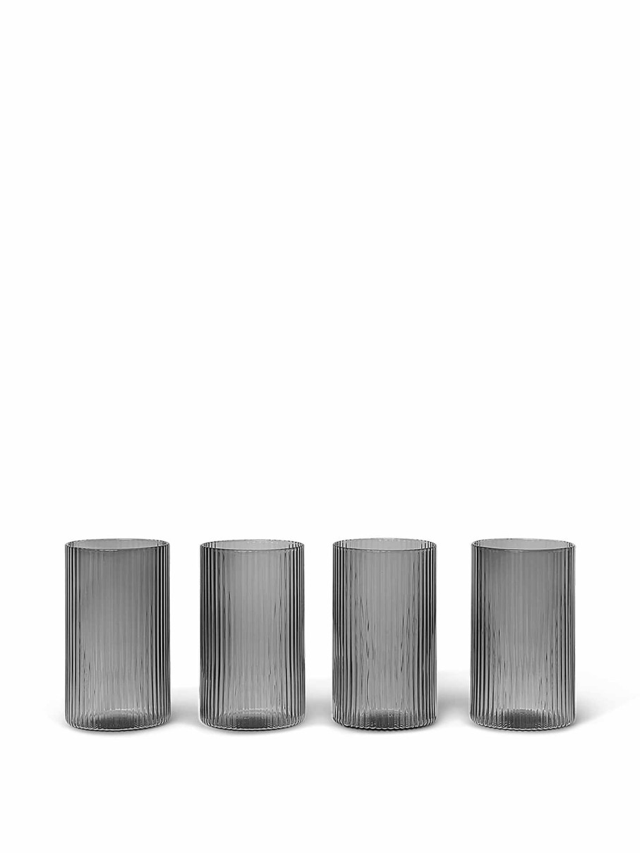 Kitchen Ferm Living | Ripple Verrines - Set Of 4 Smoked Grey