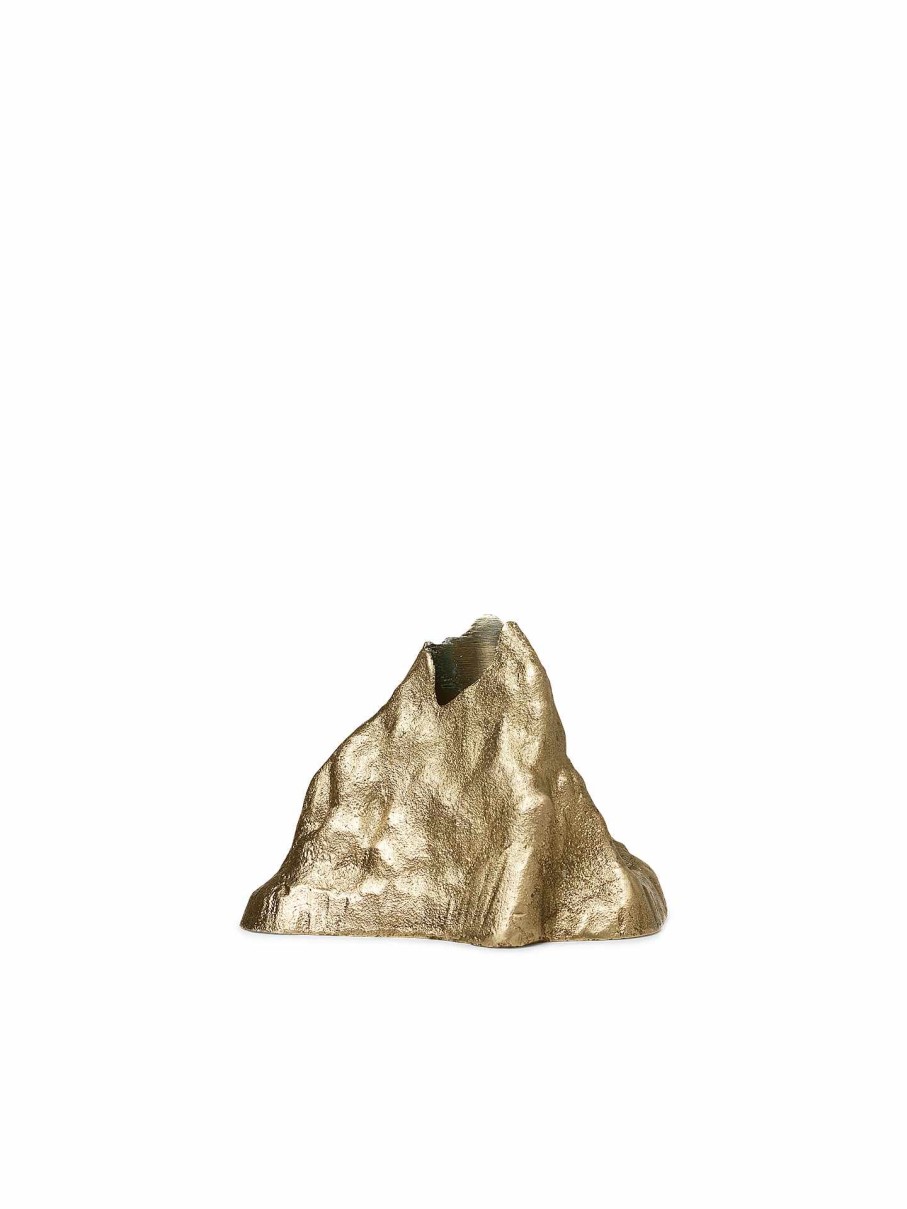 Accessories And Decorations Ferm Living | Stone Candle Holder - Large Brass