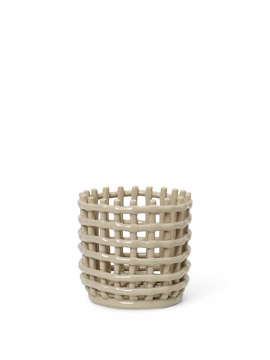 Green Living Ferm Living | Ceramic Basket - Small Cashmere