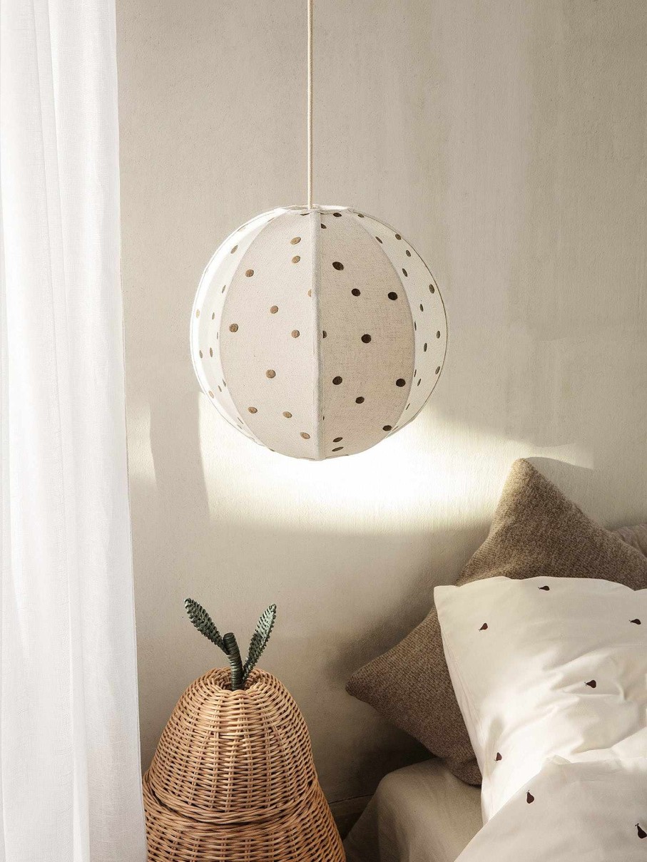 Kids Ferm Living | Dots Embroidered Textile Lampshade Natural