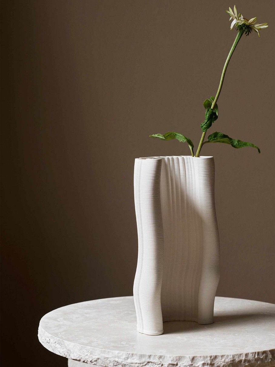 Green Living Ferm Living | Moire Vase - Large - Off-White Offwhite