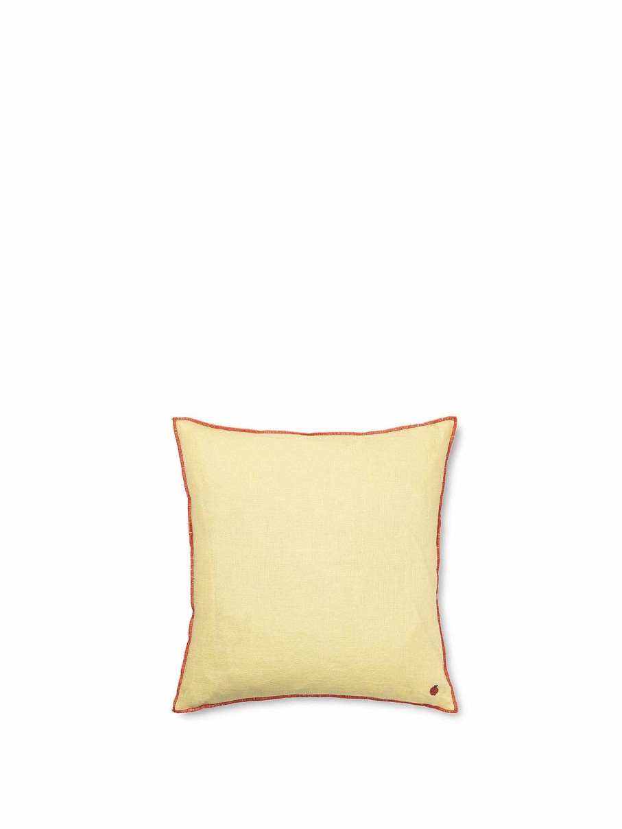 Kids Ferm Living | Contrast Linen Cushion - Lemon Light Yellow