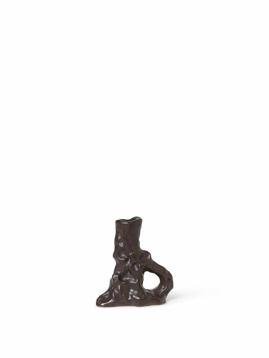 Accessories And Decorations Ferm Living | Dito Candle Holder - Single Dark Brown