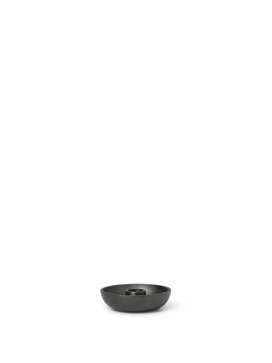 Accessories And Decorations Ferm Living | Bowl Candle Holder - Single Ened Aluminium Black