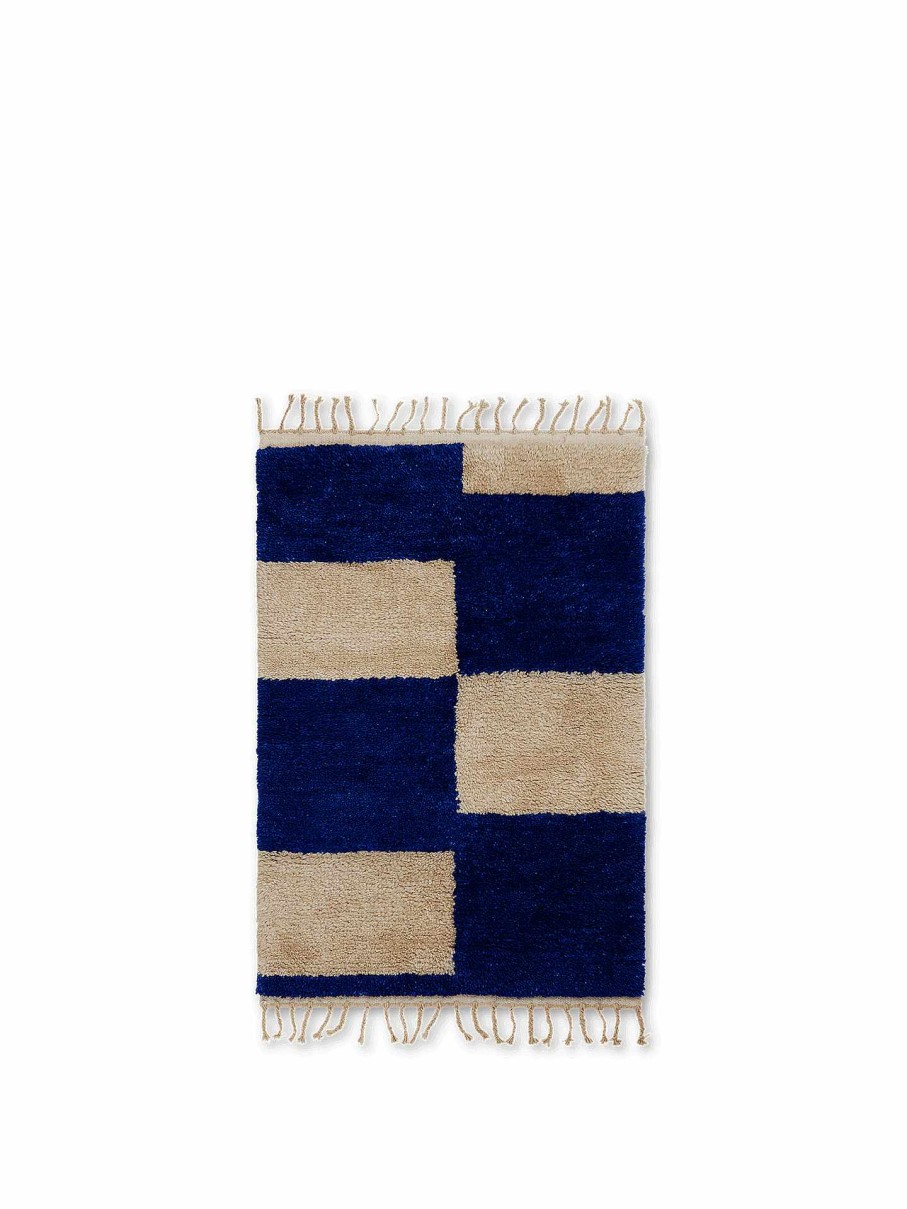 Rugs Ferm Living | Mara Knotted Rug - Bright /Off-White - 80 X 120 Cm Blue