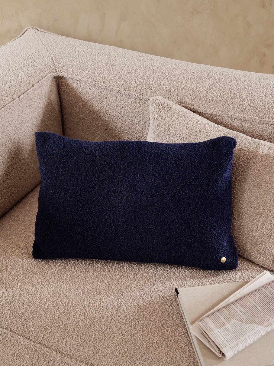 Textiles Ferm Living | Clean Cushion - Wool Boucle - Deep Blue Dark Blue